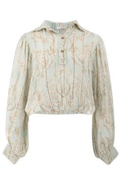 Bluse Briso Barock Blassblauer Druck