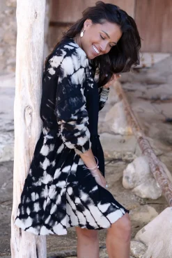 Pullover Kleid Coleta Schwarz Tie Dye