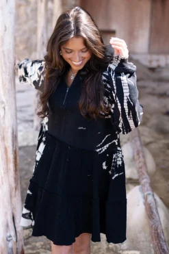 Pullover Kleid Coleta Schwarz Tie Dye