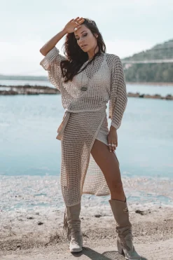 Ada Gestrickter Wickelrock Hellbeige