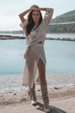 Ada Gestrickter Wickelrock Hellbeige