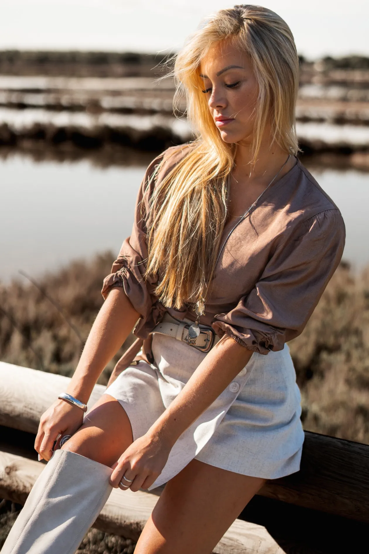 Alyssa Wickeltop Taupe