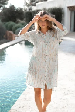 Bluse Aletta Barock Blassblauer Druck