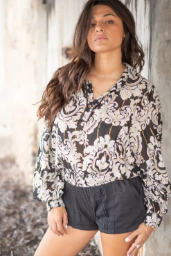 Bluse Briso Barock Schwarzer Druck