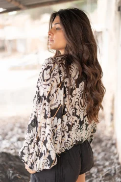 Bluse Briso Barock Schwarzer Druck