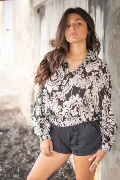 Bluse Briso Barock Schwarzer Druck
