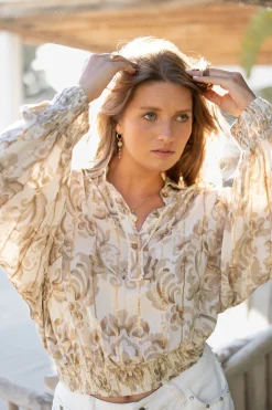 Bluse Briso Barock Weißer Druck