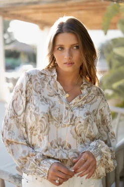 Bluse Briso Barock Weißer Druck