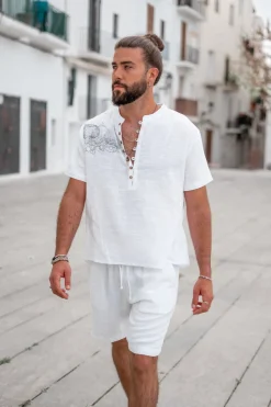 Bluse Cedero Mandala Weiß