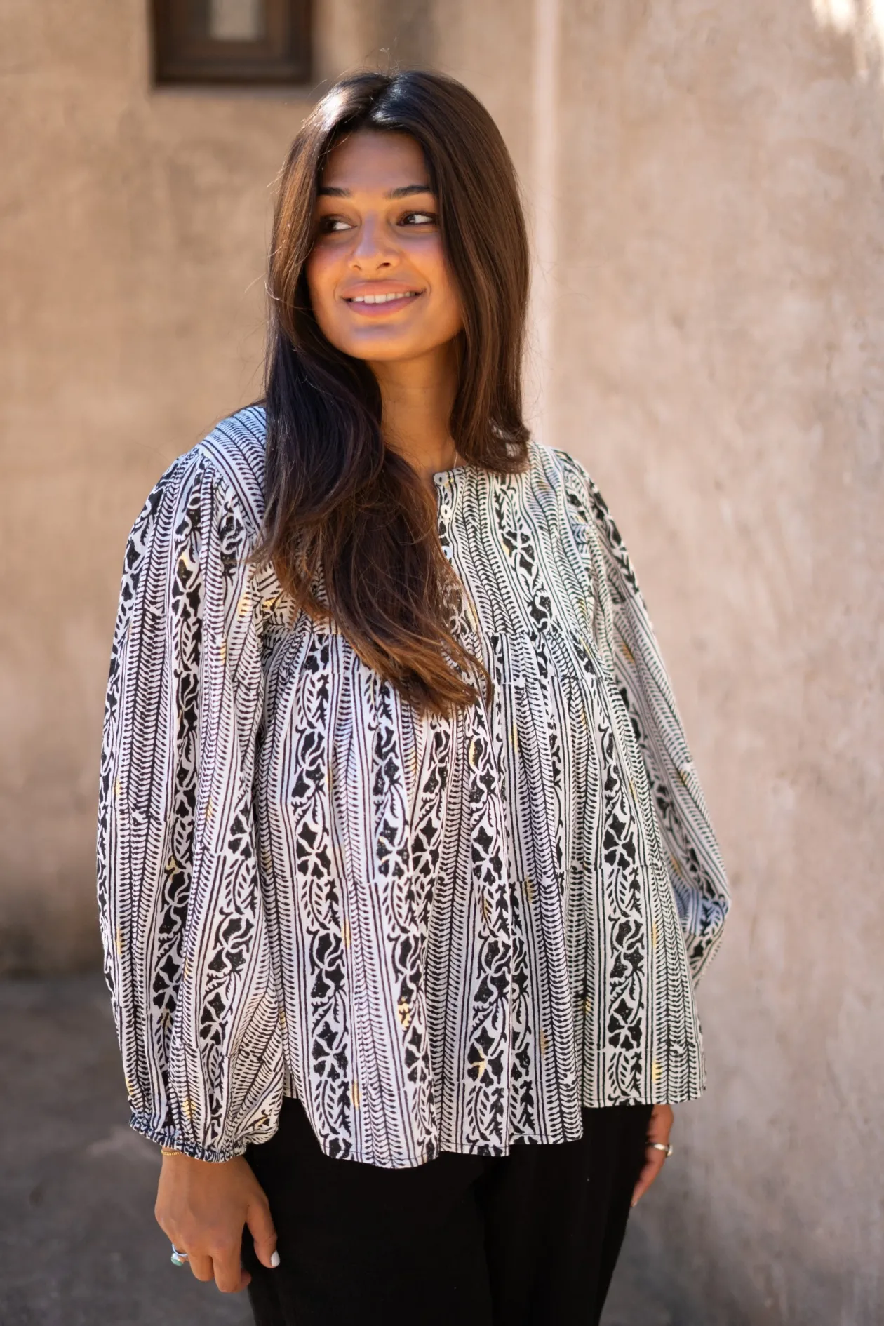 Bluse Corazon Print Schwarz