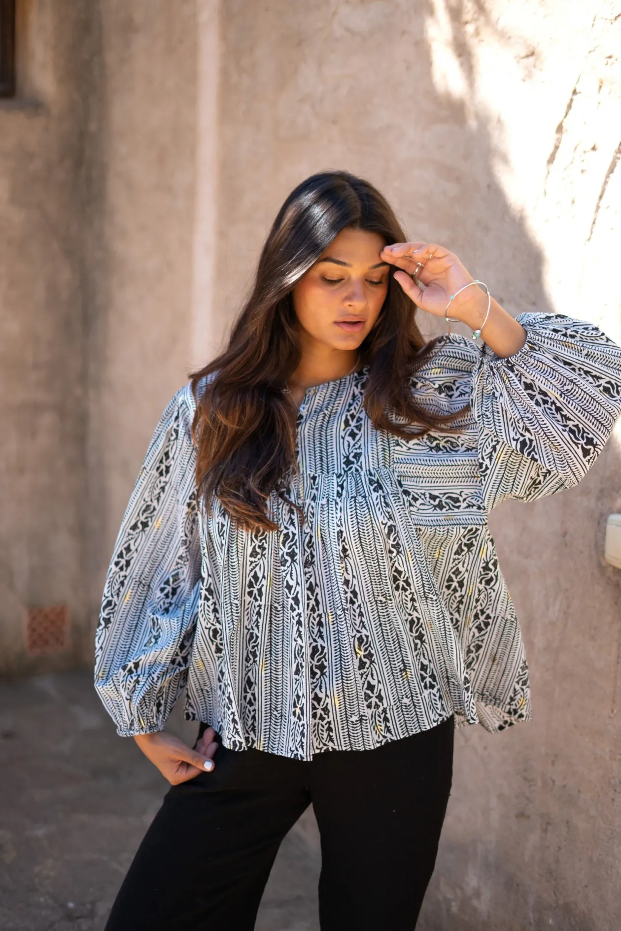 Bluse Corazon Print Schwarz