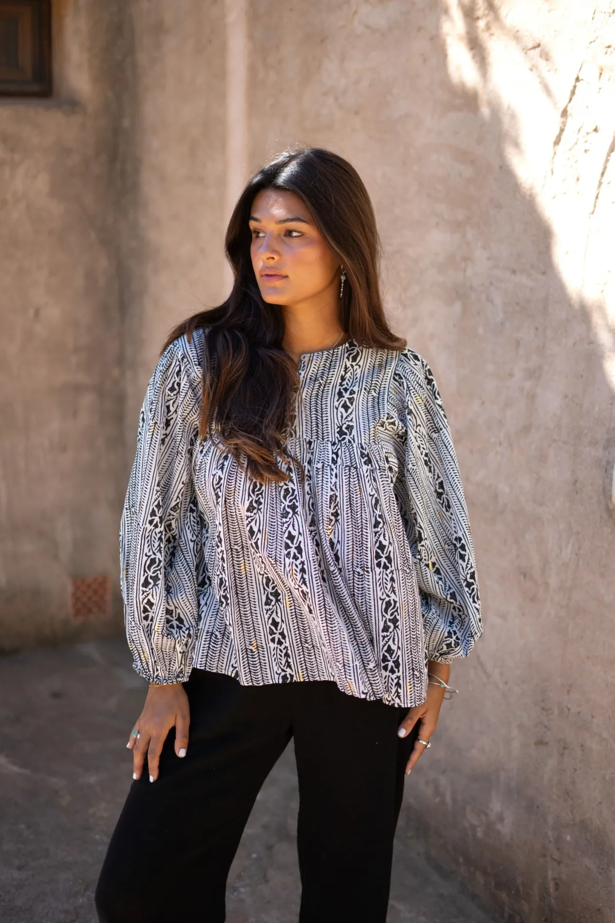 Bluse Corazon Print Schwarz