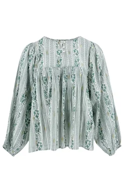 Bluse Corazon Print Steinblau