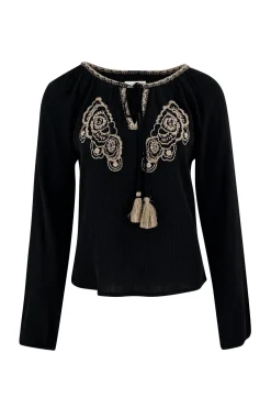 Bluse Corazon Stickerei Schwarz