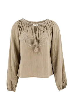 Bluse Corazon Stickerei Sand