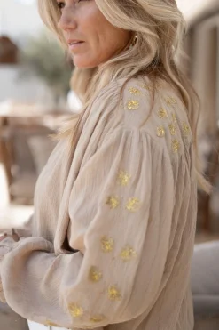 Bluse Danza Flores Helles Taupe