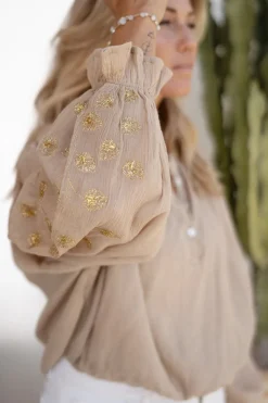 Bluse Danza Flores Helles Taupe