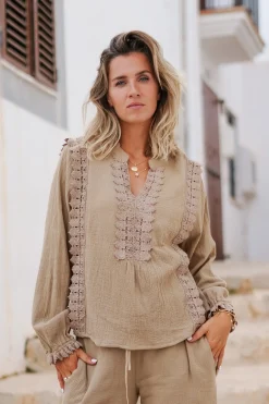 Bluse Encaje Taupe