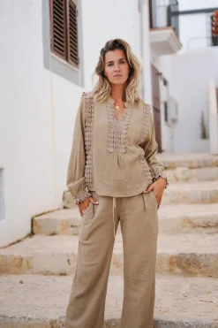 Bluse Encaje Taupe