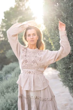 Bluse Flor Elegancia Hell Taupe