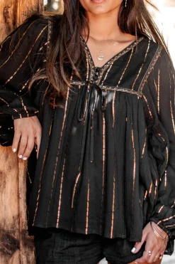 Bluse Gigi Stripe Schwarz