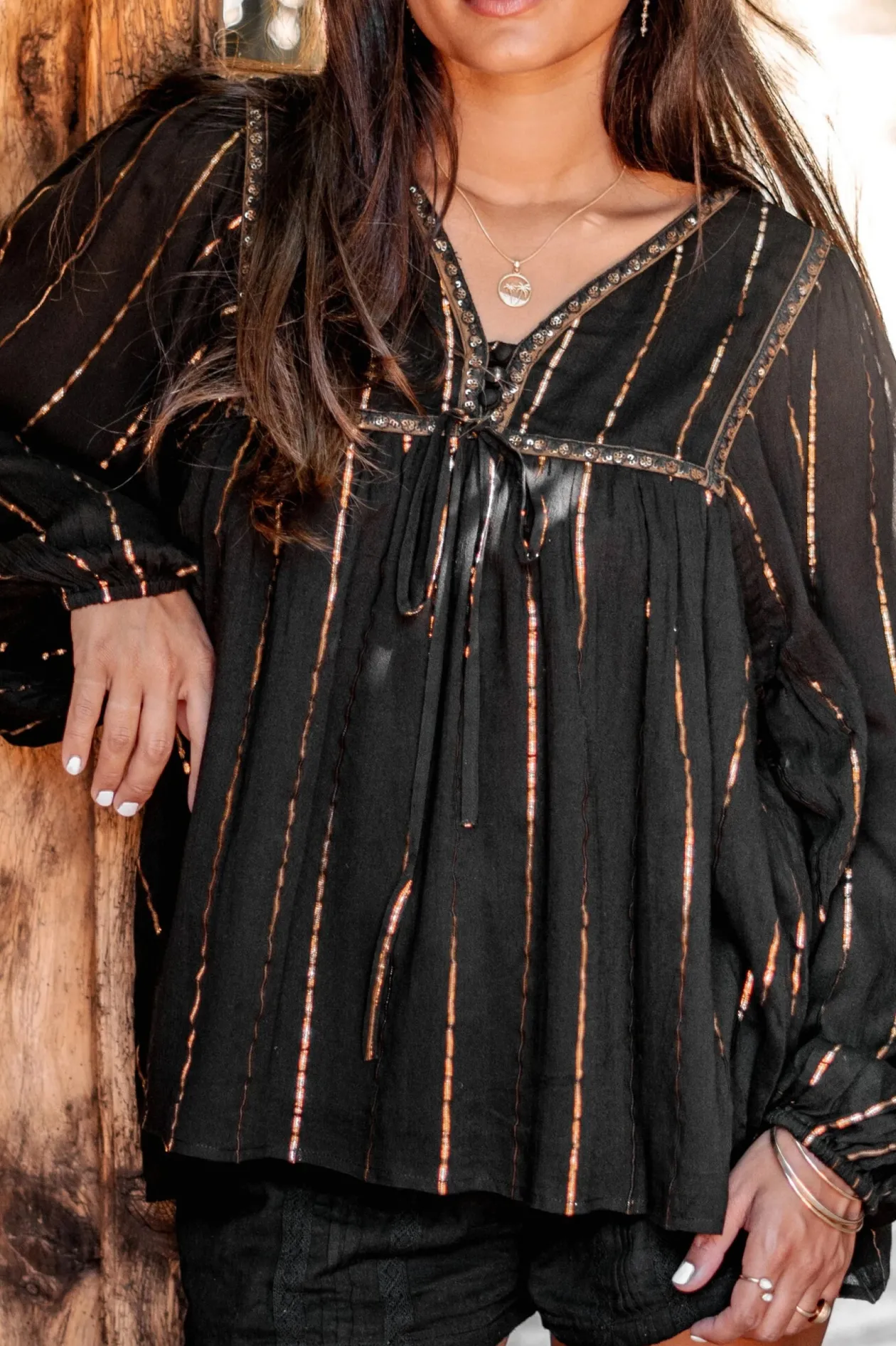 Bluse Gigi Stripe Schwarz