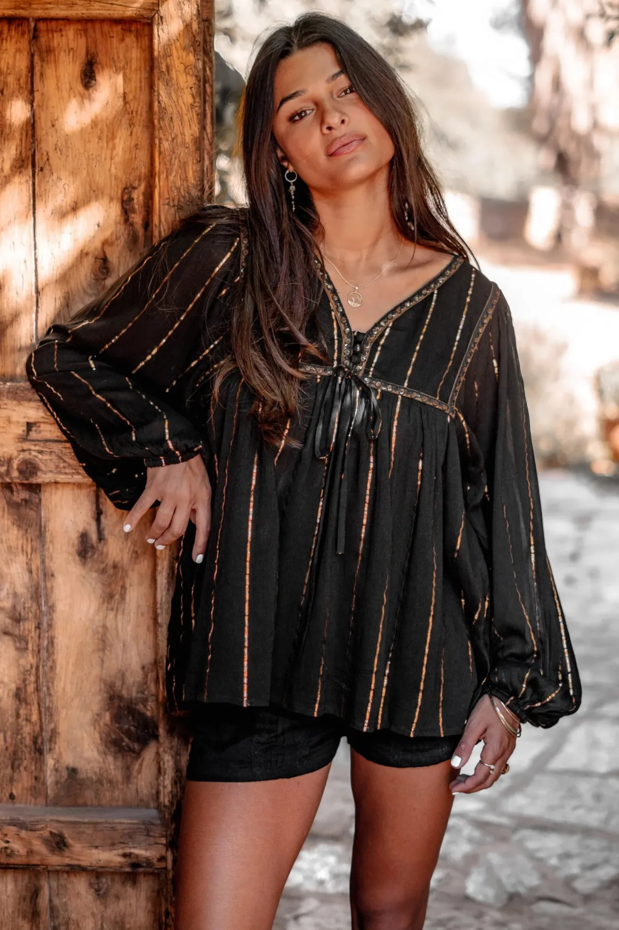 Bluse Gigi Stripe Schwarz