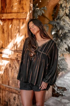 Bluse Gigi Stripe Schwarz