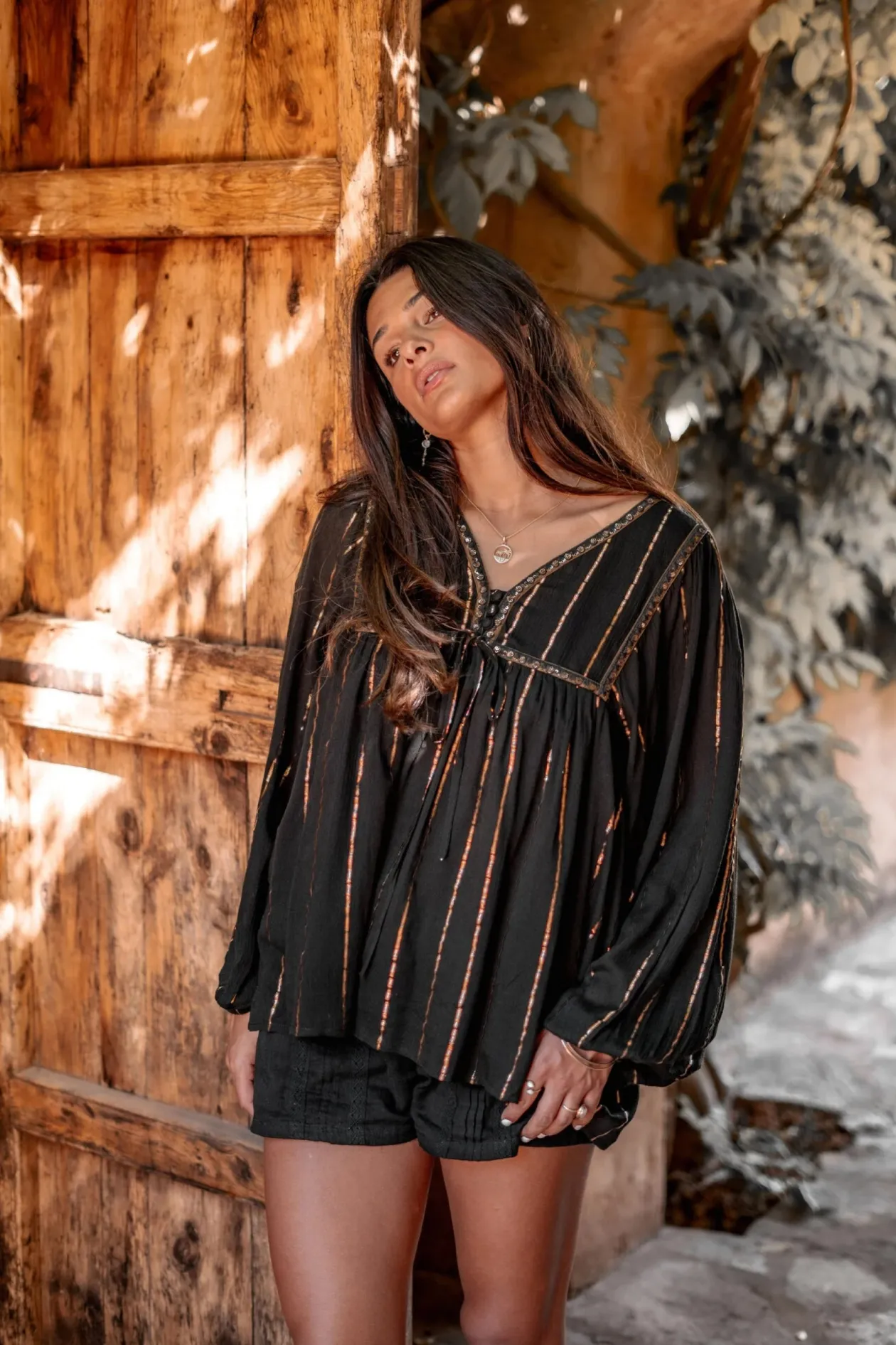 Bluse Gigi Stripe Schwarz