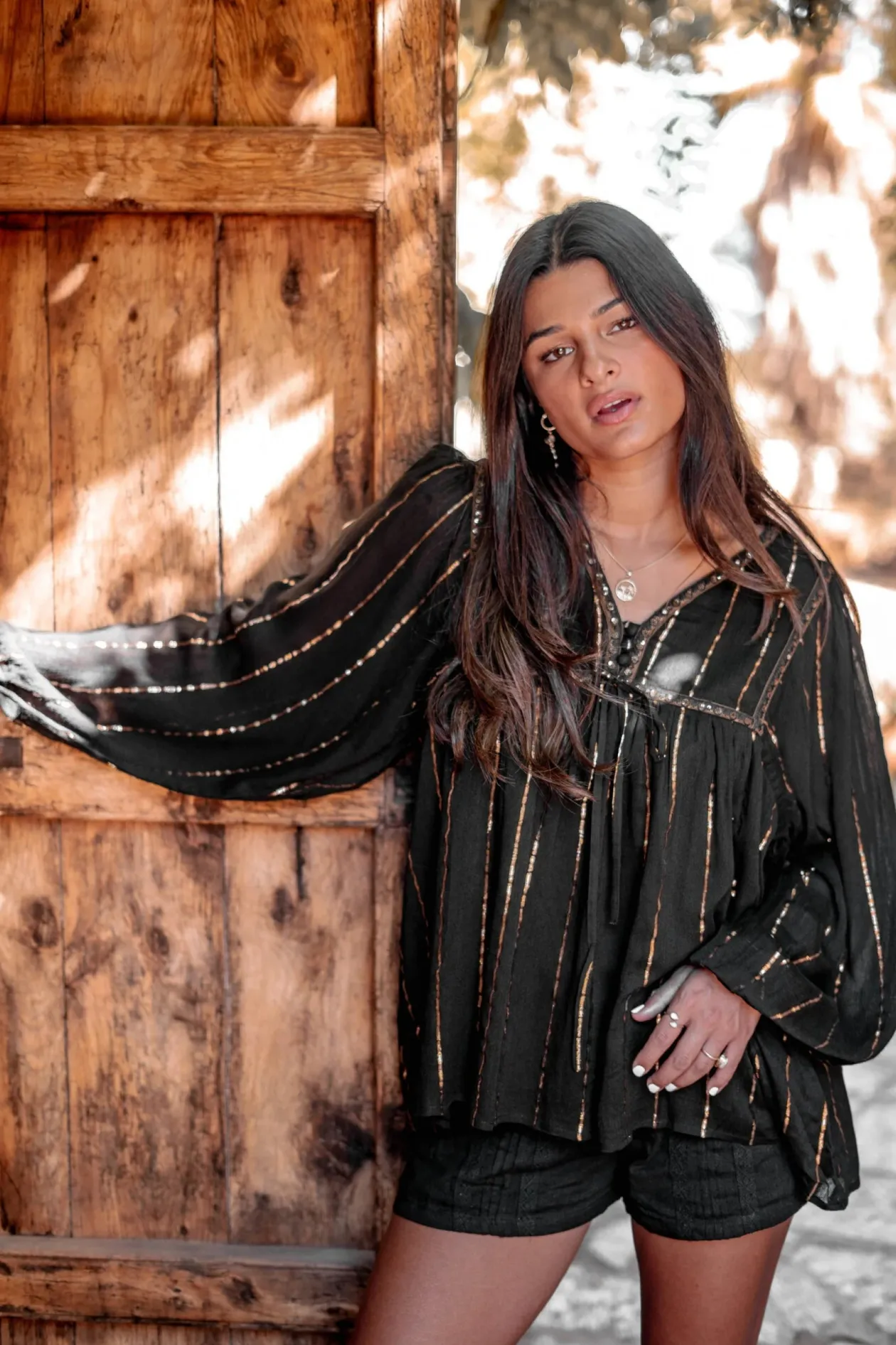 Bluse Gigi Stripe Schwarz