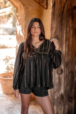 Bluse Gigi Stripe Schwarz