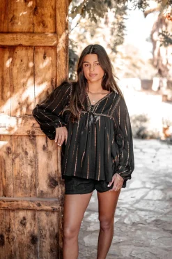 Bluse Gigi Stripe Schwarz