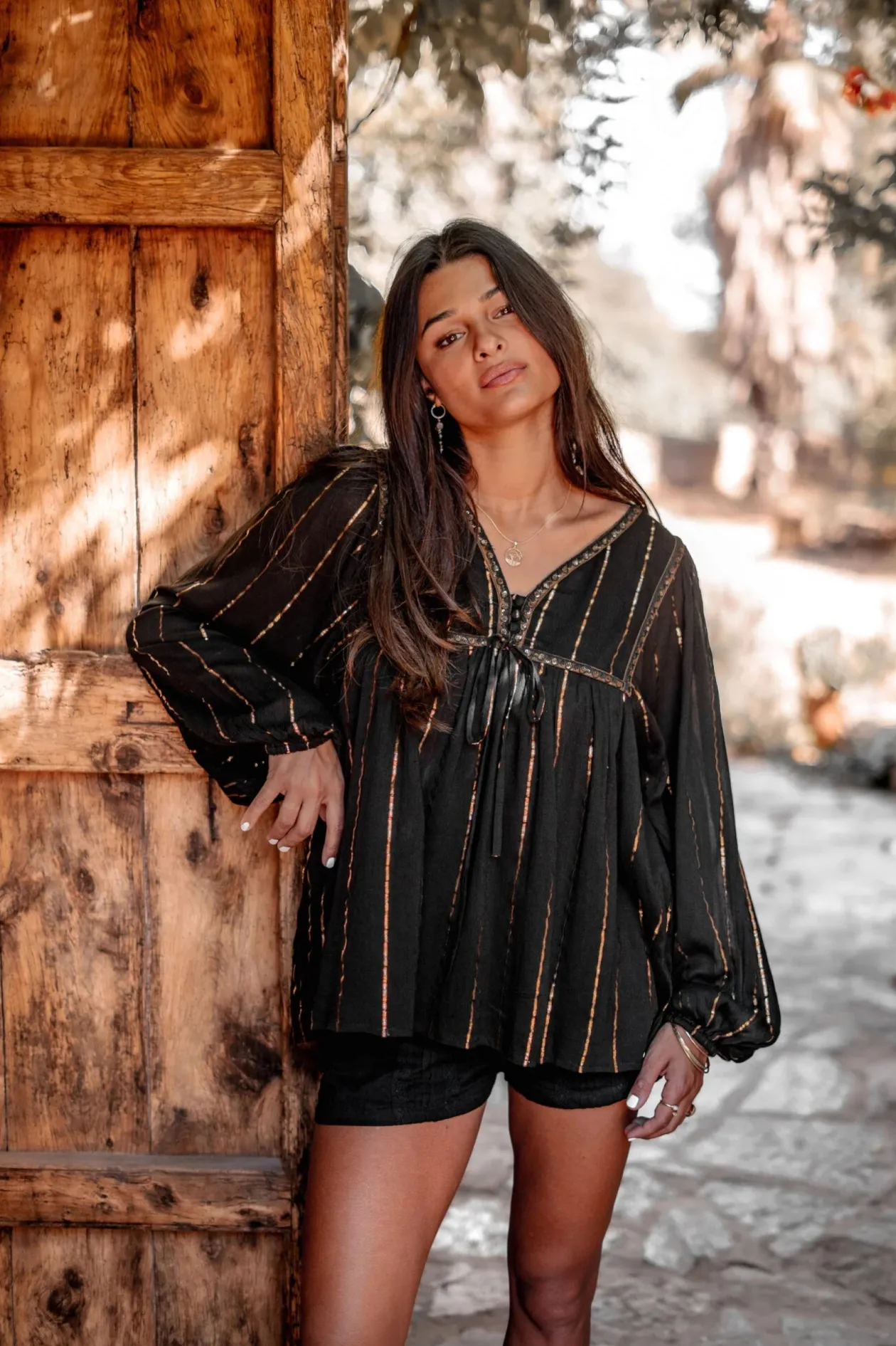 Bluse Gigi Stripe Schwarz