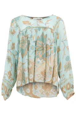 Bluse Kiki Flower Aqua