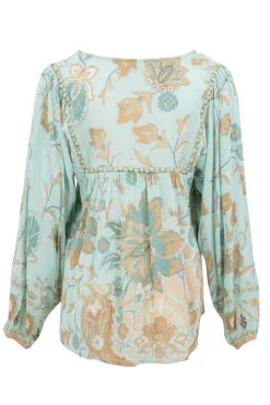 Bluse Kiki Flower Aqua