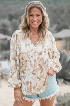 Bluse Kiki Flower Natural