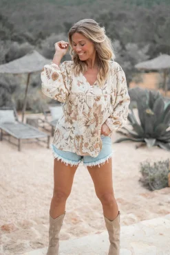 Bluse Kiki Flower Natural