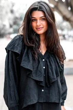 Bluse Ruffle Sparkle Schwarz