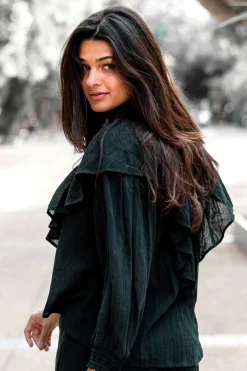 Bluse Ruffle Sparkle Schwarz