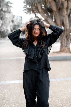 Bluse Ruffle Sparkle Schwarz