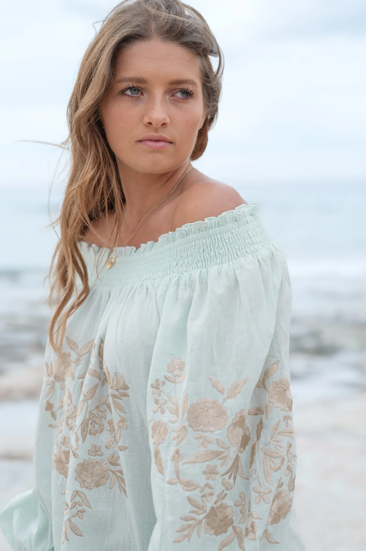 Bluse Selena Bordado Mint