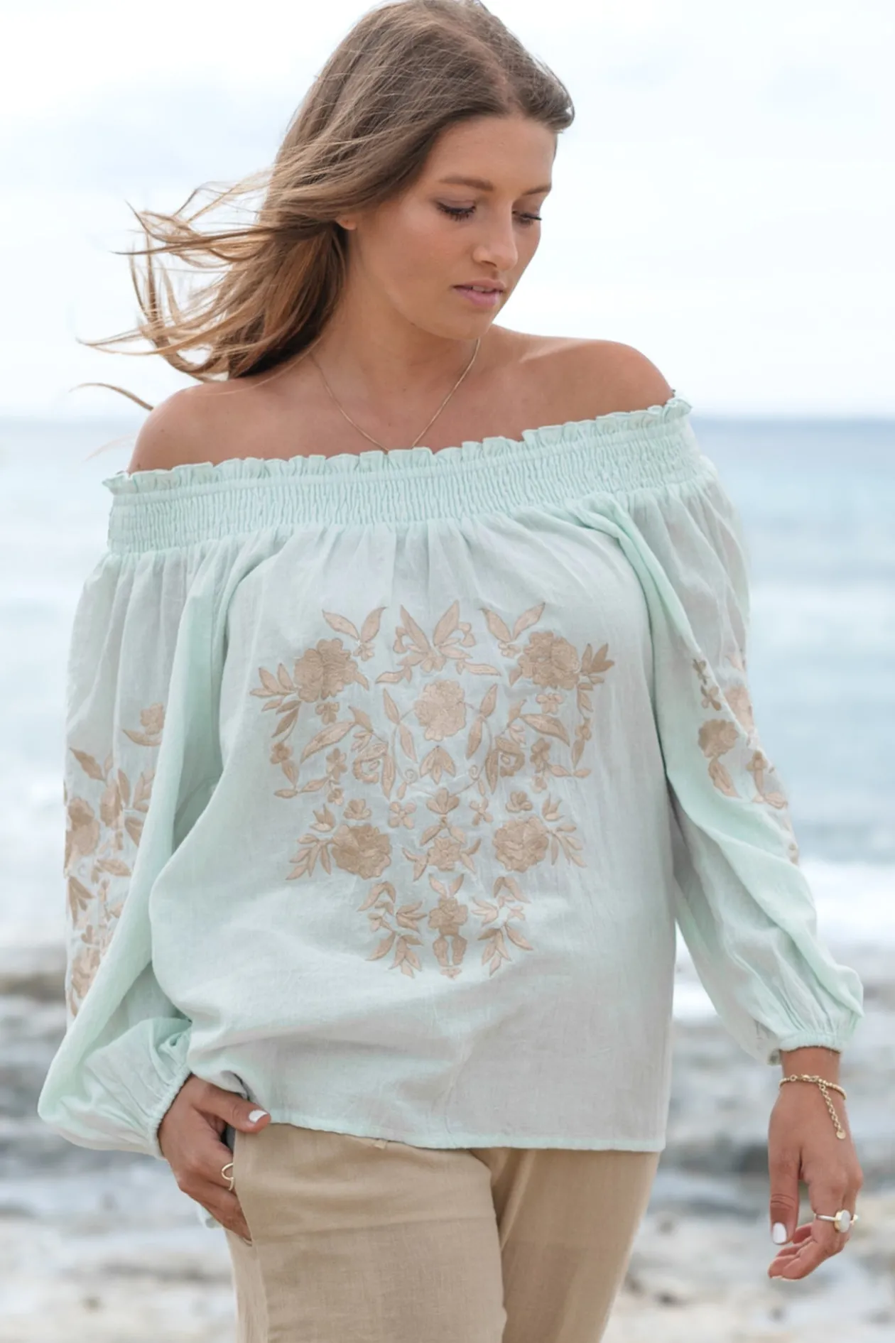 Bluse Selena Bordado Mint