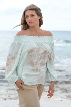 Bluse Selena Bordado Mint