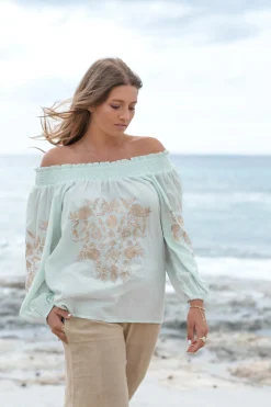 Bluse Selena Bordado Mint