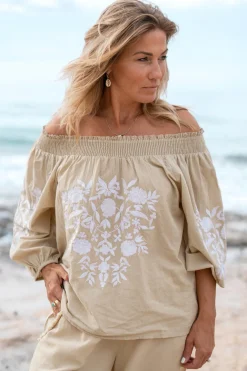 Bluse Selena Bordado Sand