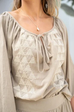 Bluse Serena Cuadros Taupe