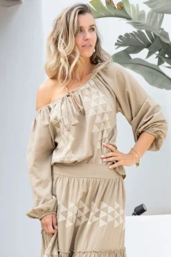 Bluse Serena Cuadros Taupe
