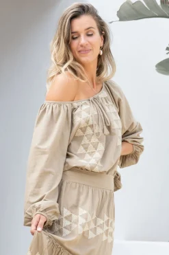 Bluse Serena Cuadros Taupe