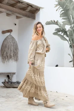 Bluse Serena Cuadros Taupe