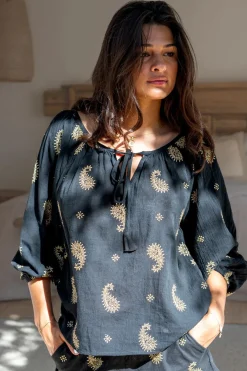 Bluse Spitze Esencia Schwarz